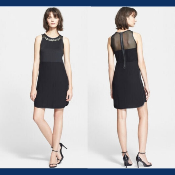 NWT $450 Rebecca Taylor Modern Embellished Mesh Back Mod‎ Dress [ SZ 2 ] - Picture 1 of 9